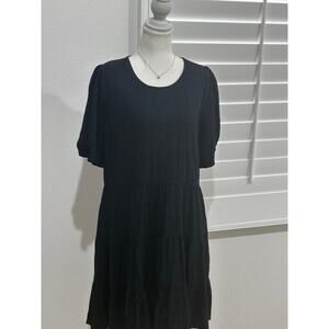 Women’s Dress Size 8 US Blue Black Flowy Mini Cotton Blend w/ Pockets